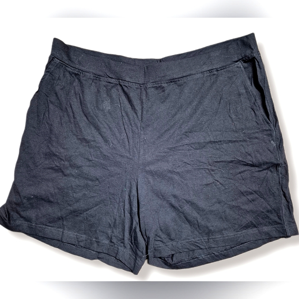 Basic Editions Women's Plus Size Black Promo Jersey Cotton Shorts Size 1X